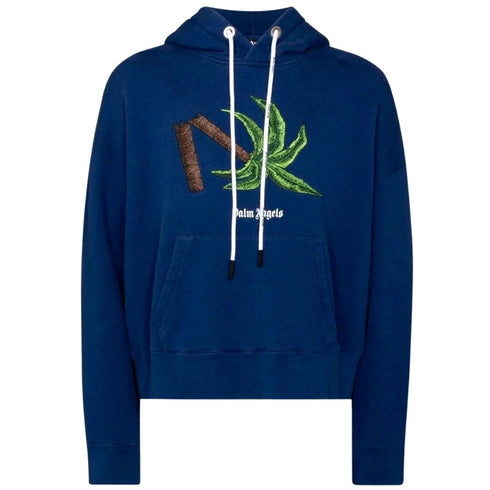 Palm Angels Broken Palm Tree Blue Hoodie Pmbb058Ss22Fle017 4655